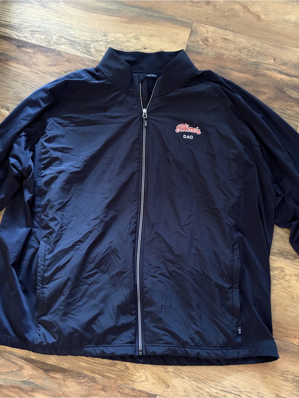 Cutter & Buck Navy Full-Zip Windbreaker with Illinois 'DAD' Embroidery